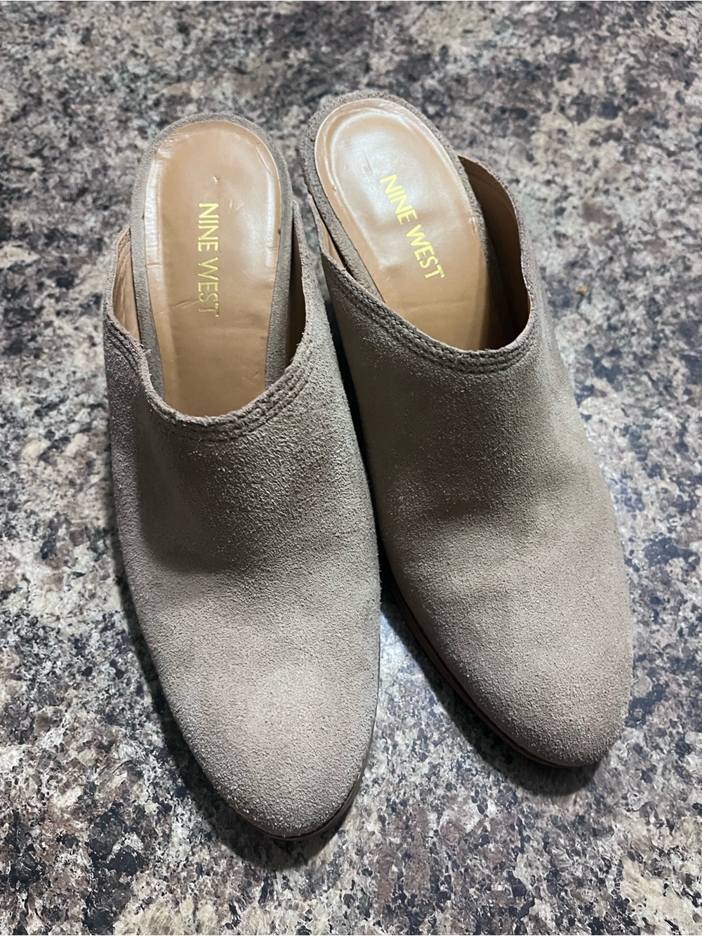 Nine West Taupe Suede Pointed Slip-On Mules